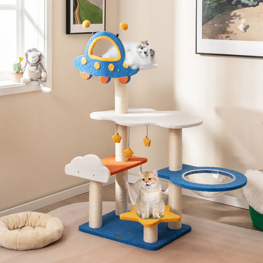 Space Capsule And Sisal Scratching Post Tree Toy