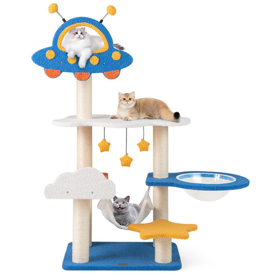 Space Capsule And Sisal Scratching Post Tree Toy